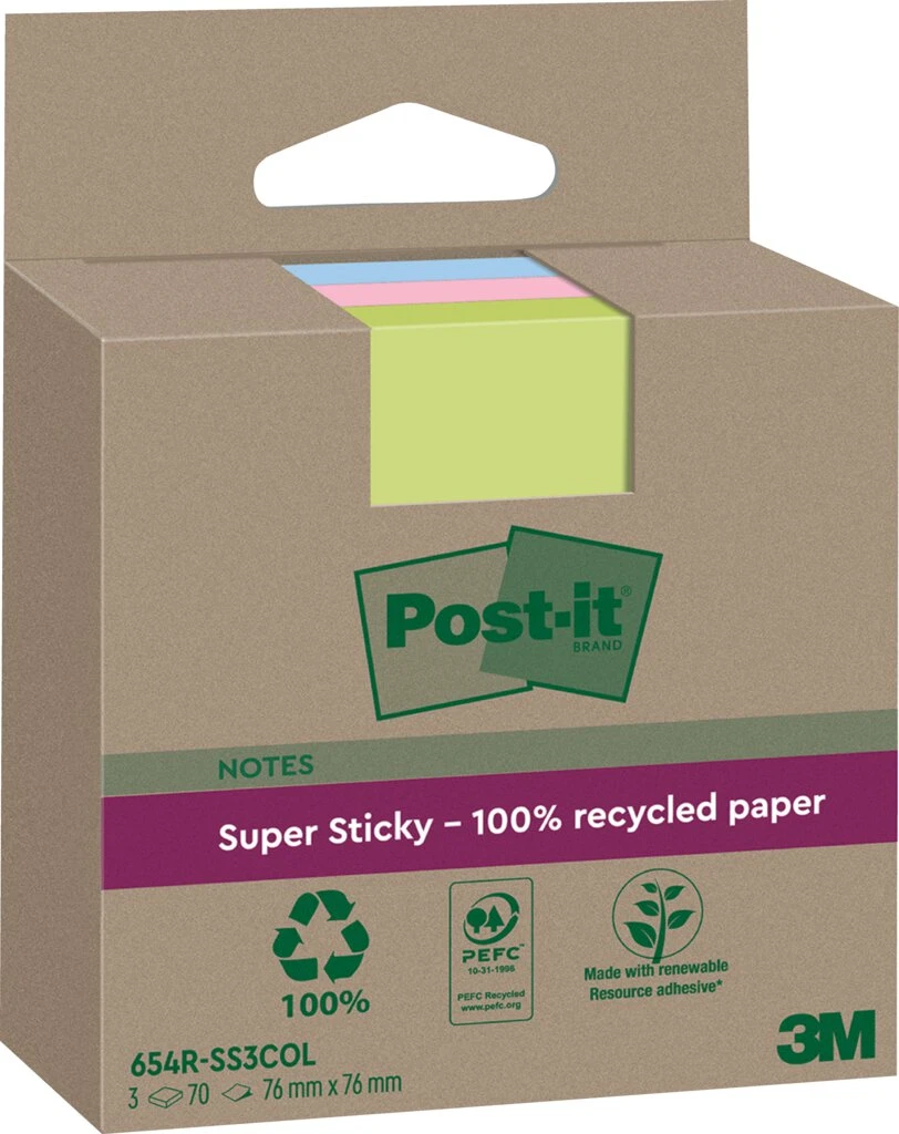 Post-it Haftnotizen super sticky Recycling notes, farbig (EAN: 4064035060169)