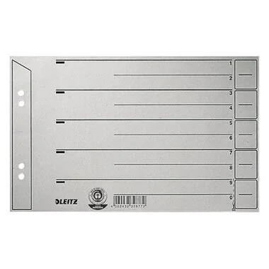 LEITZ Trennblätter, DIN A5 quer, Kraftkarton 200 g/qm, grau (EAN: 4002432328772)