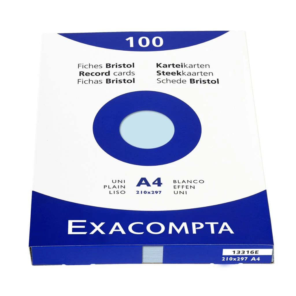 EXACOMPTA Karteikarten, DIN A4, blanko, azurblau (EAN: 3130630133162)
