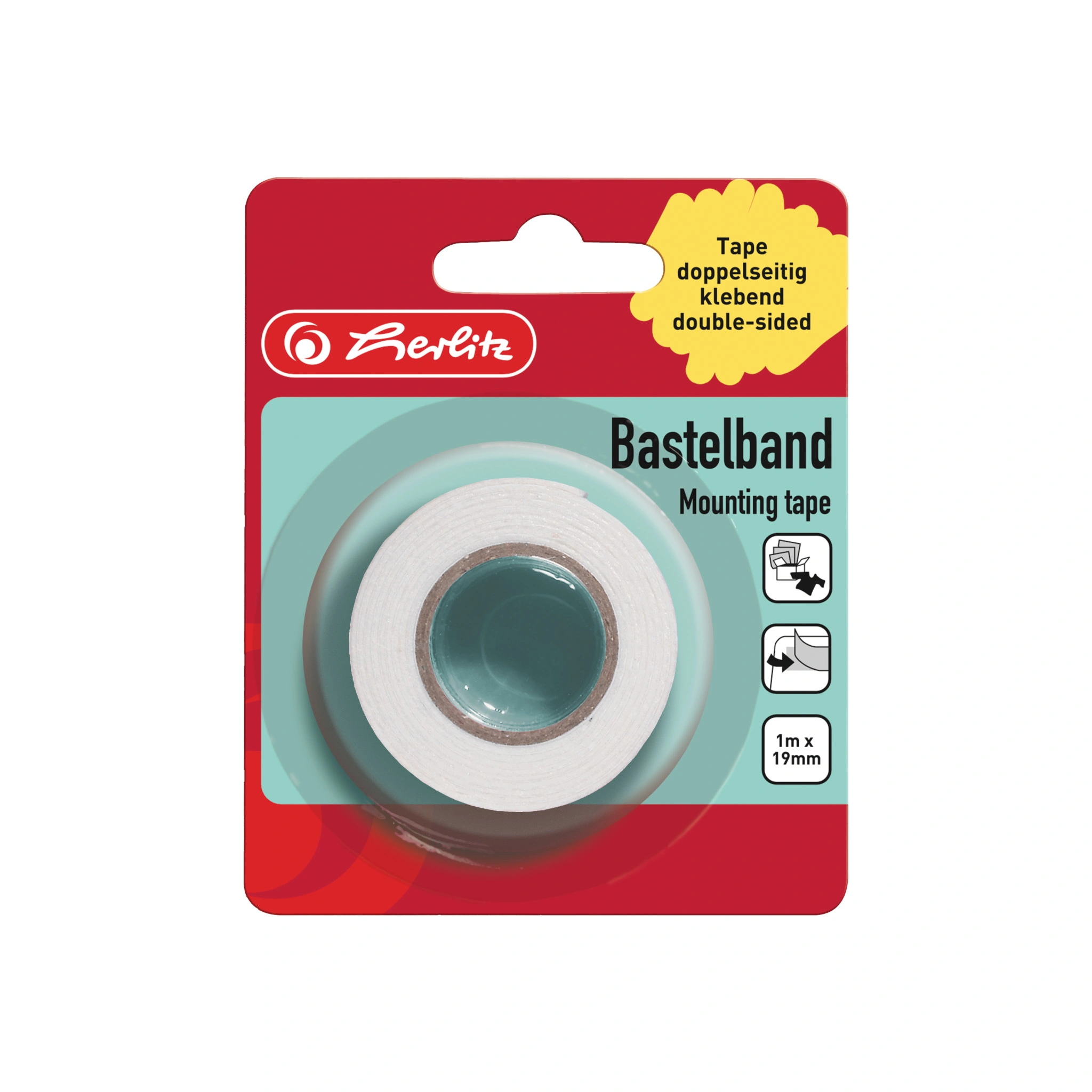 herlitz Bastelband, beidseitig klebend, 19 mm x 1 m (EAN: 4008110251837)