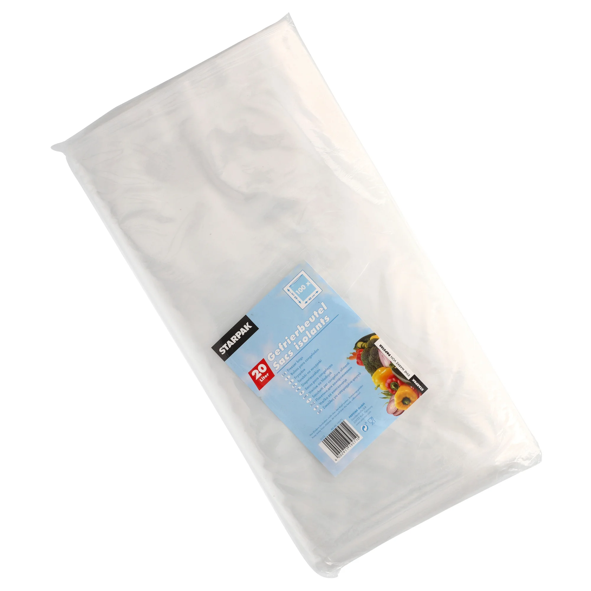 STARPAK Gefrierbeutel 20 Liter, 600 x 400 mm, transparent (EAN: 4002911195710)