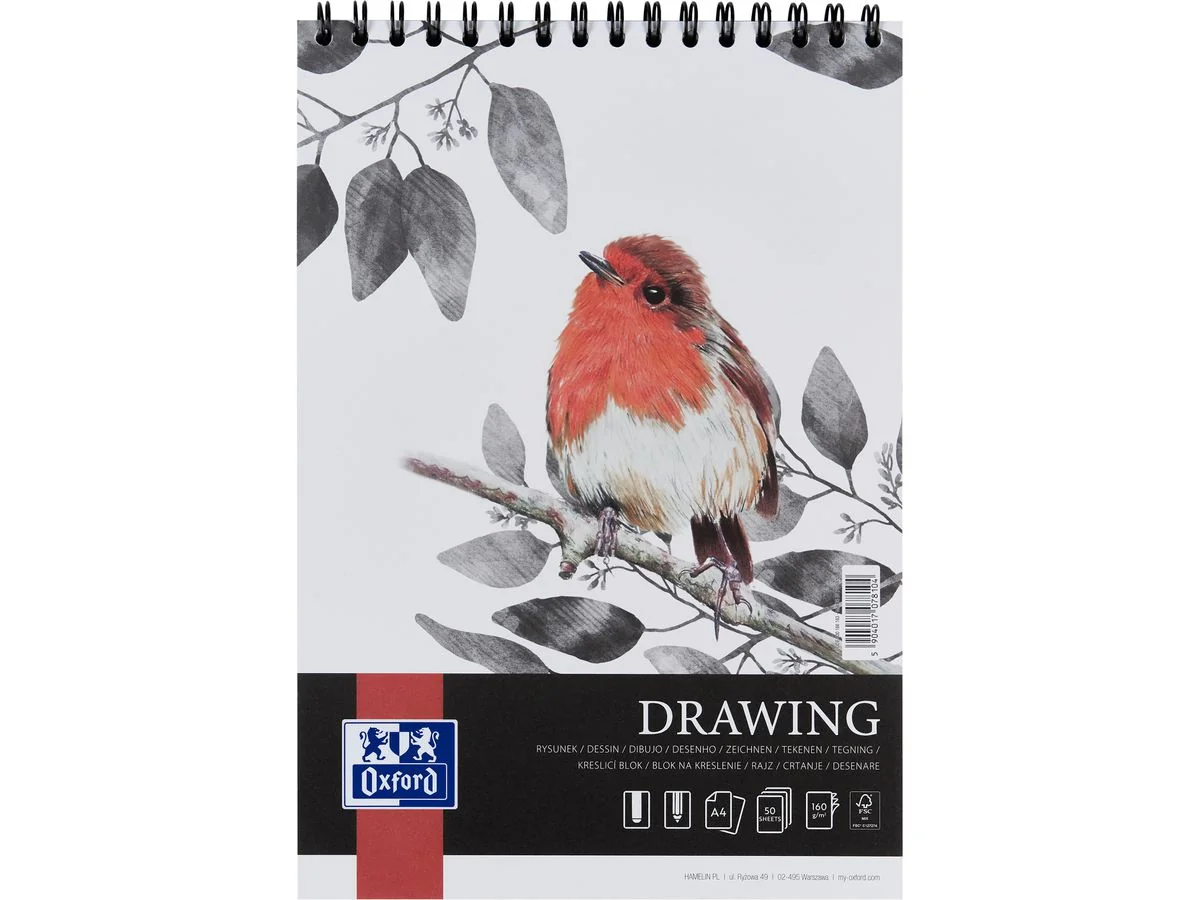 Oxford Art Spiral-Zeichenblock "Drawing", DIN A4, 160 g/qm (EAN: 5904017078104)