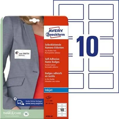 AVERY Zweckform Namens-Etiketten, 80 x 50 mm, weiß (EAN: 4004182063538)