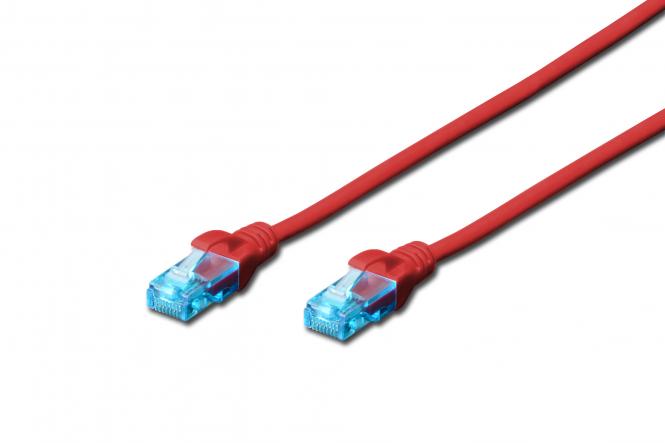 DIGITUS Patchkabel, Kat. 5e, U/UTP, 2,0 m, rot (EAN: 4016032198949)