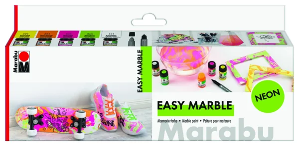 Marabu Marmorierfarbe "easy marble", Set NEON, schwarz (EAN: 4007751829542)