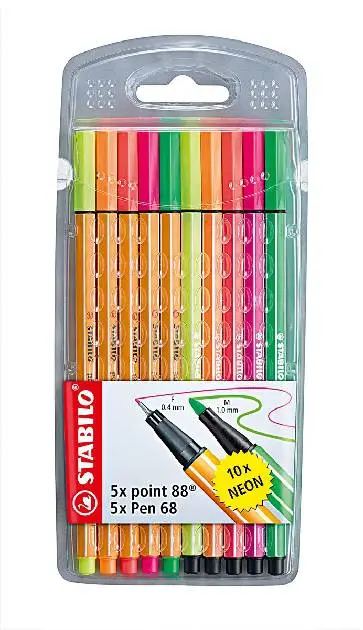 STABILO Fasermaler Pen 68 / Fineliner point 88, 10er Etui (EAN: 4006381458887)