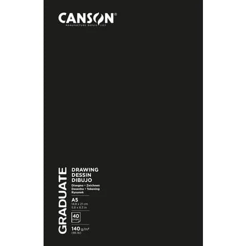 CANSON Skizzenbuch GRADUATE DRAWING, 148 x 210 mm, weißes Papier (EAN: 3148950084767)