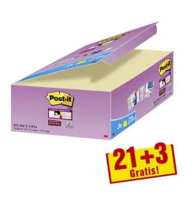 Post-it Haftnotizen super sticky notes, 47,6 x 47,6 mm, 21+3 (EAN: 0051141401515)