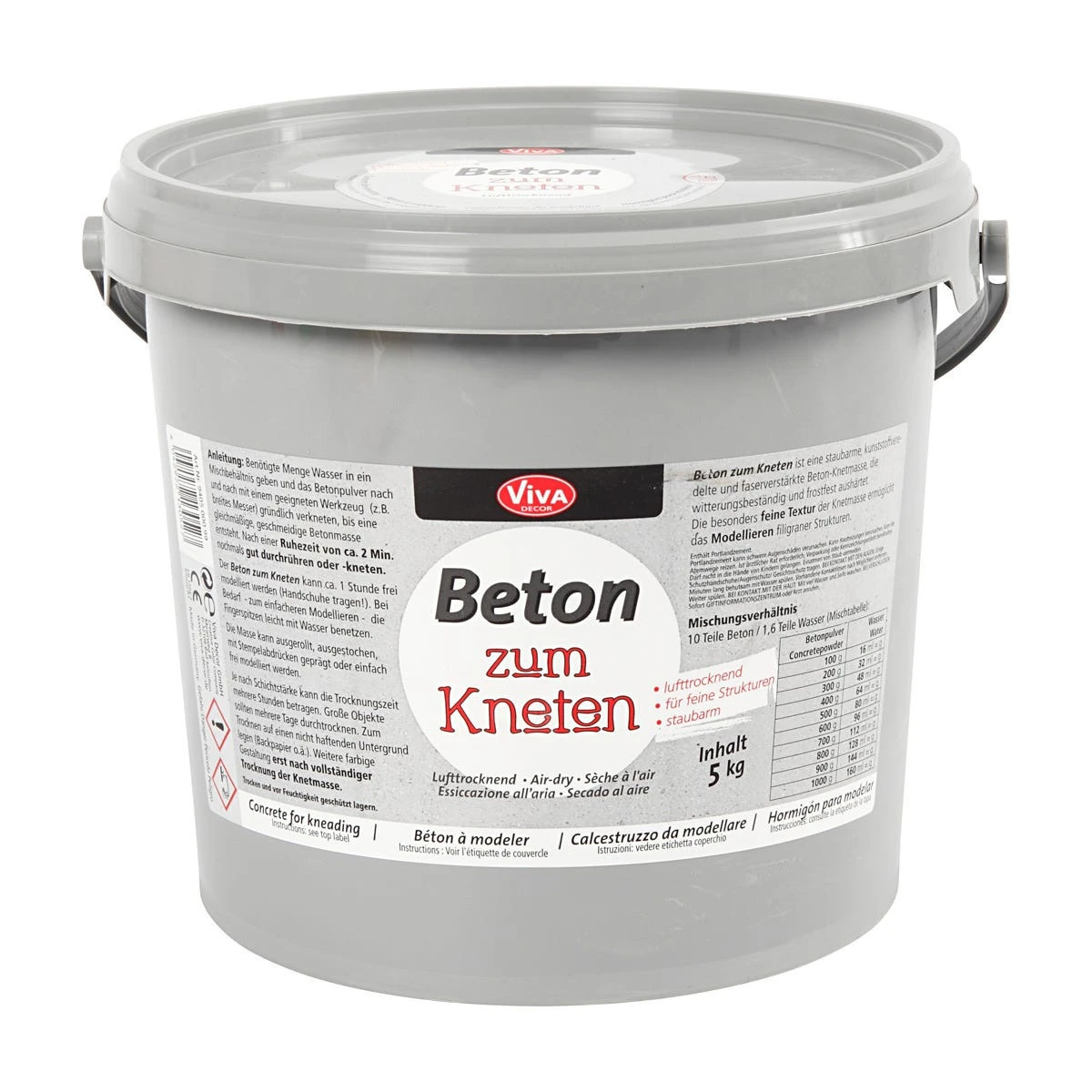 ViVA DECOR Beton zum Kneten, 4,5 kg Eimer (EAN: 4042972130527)