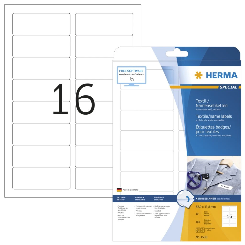 HERMA Namens-Etiketten SPECIAL, 88,9 x 33,8 mm, weiß (EAN: 4008705045889)