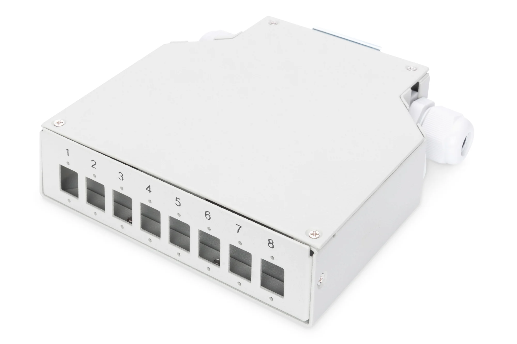 DIGITUS Hutschienen Spleißbox für 8 LC/DX Kupplungen, grau (EAN: 4016032370697)
