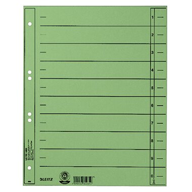 LEITZ Trennblätter, A4 Überbreite, Manilakarton 230g/qm,grün (EAN: 4002432302840)