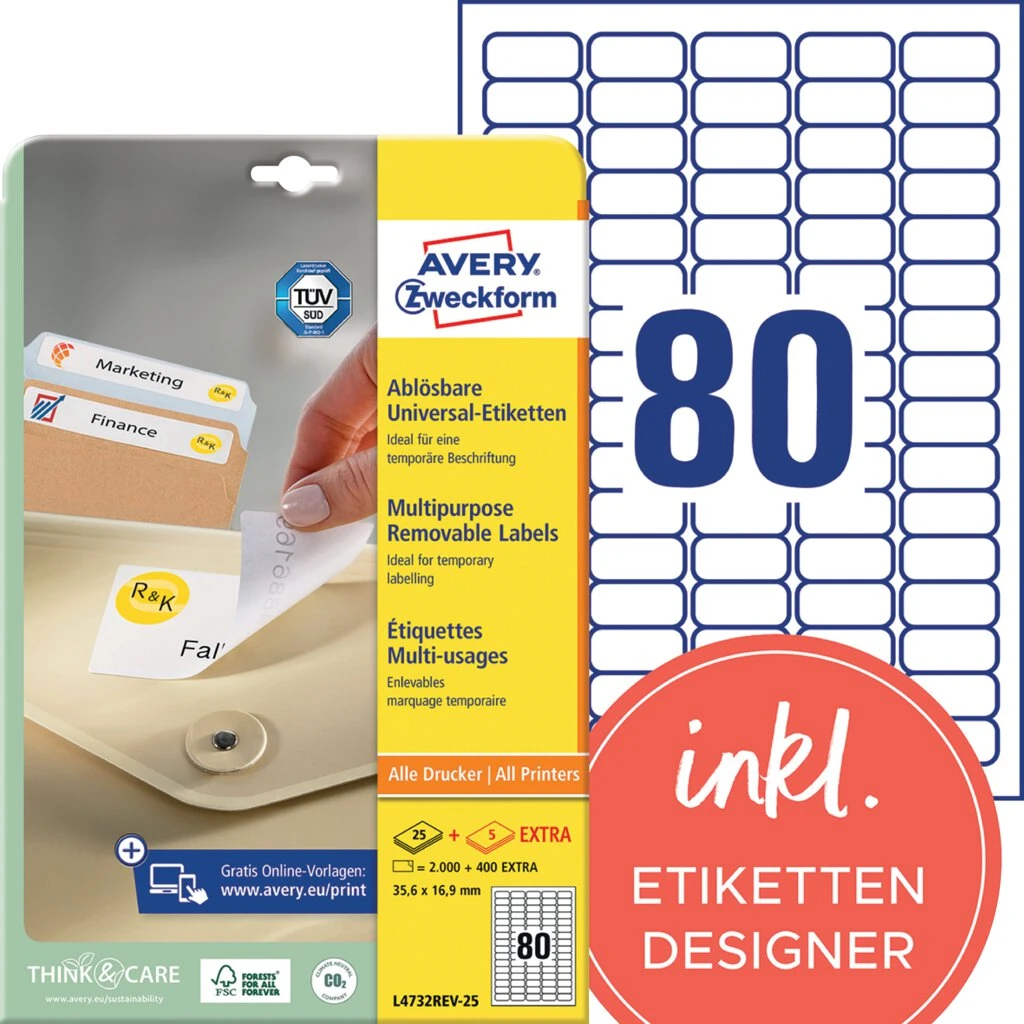 AVERY Zweckform Universal-Etiketten, 35,6 x 16,9 mm, weiß (EAN: 4004182047323)
