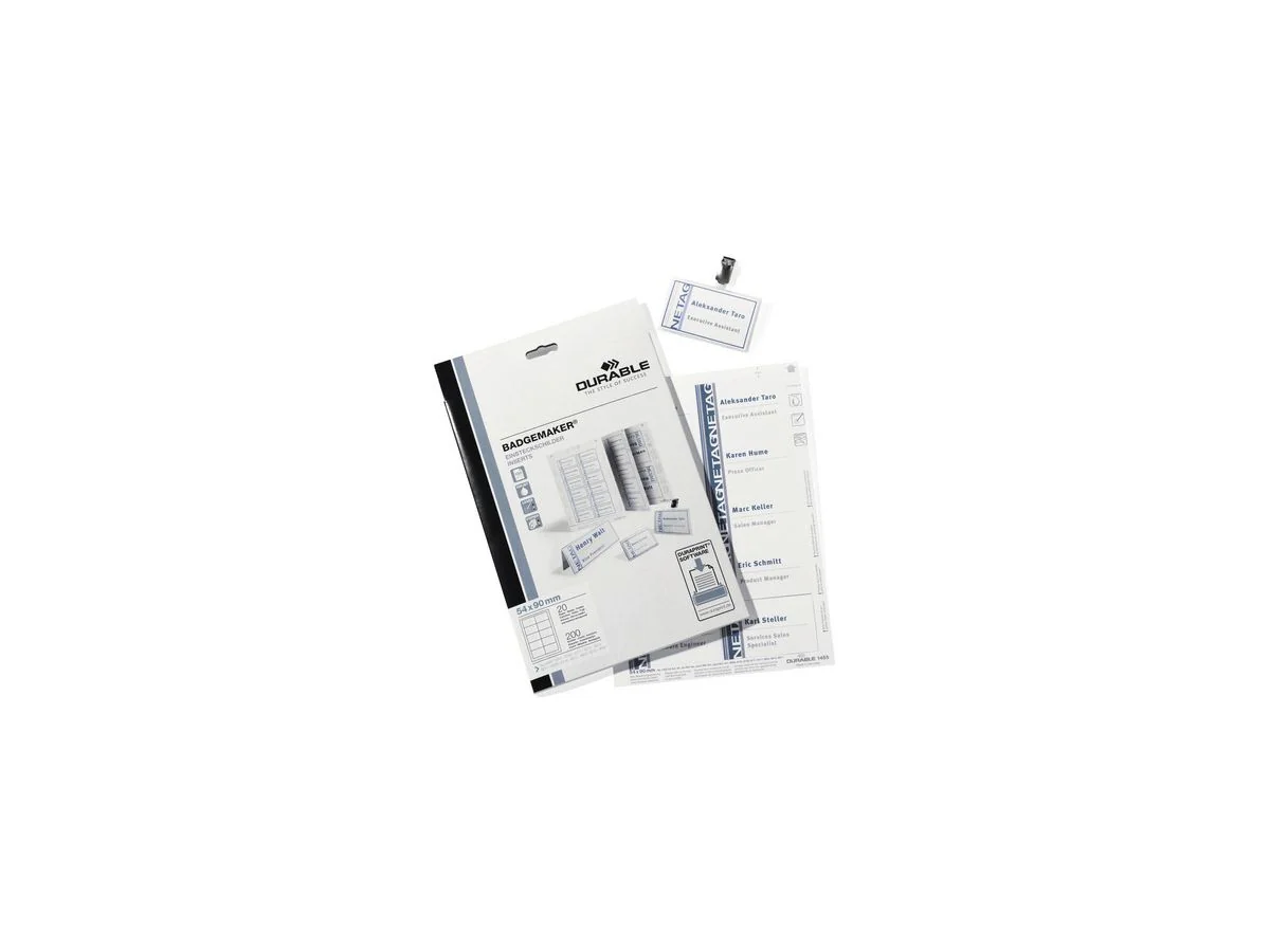 DURABLE Einsteckschilder für Namensschilder, 60 x 90 mm, weiß (EAN: 4005546140575)