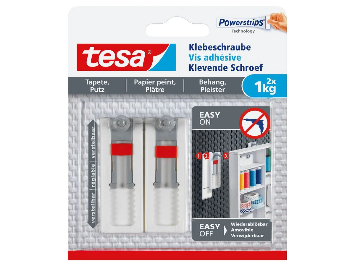 tesa Powerstrips Klebeschraube für Tapete/Putz, weiß (EAN: 4042448340498)