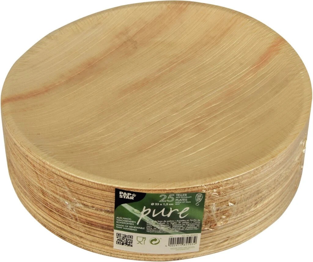 PAPSTAR Palmblatt-Teller "pure", rund, 230 mm, 25er (EAN: 4002911855034)