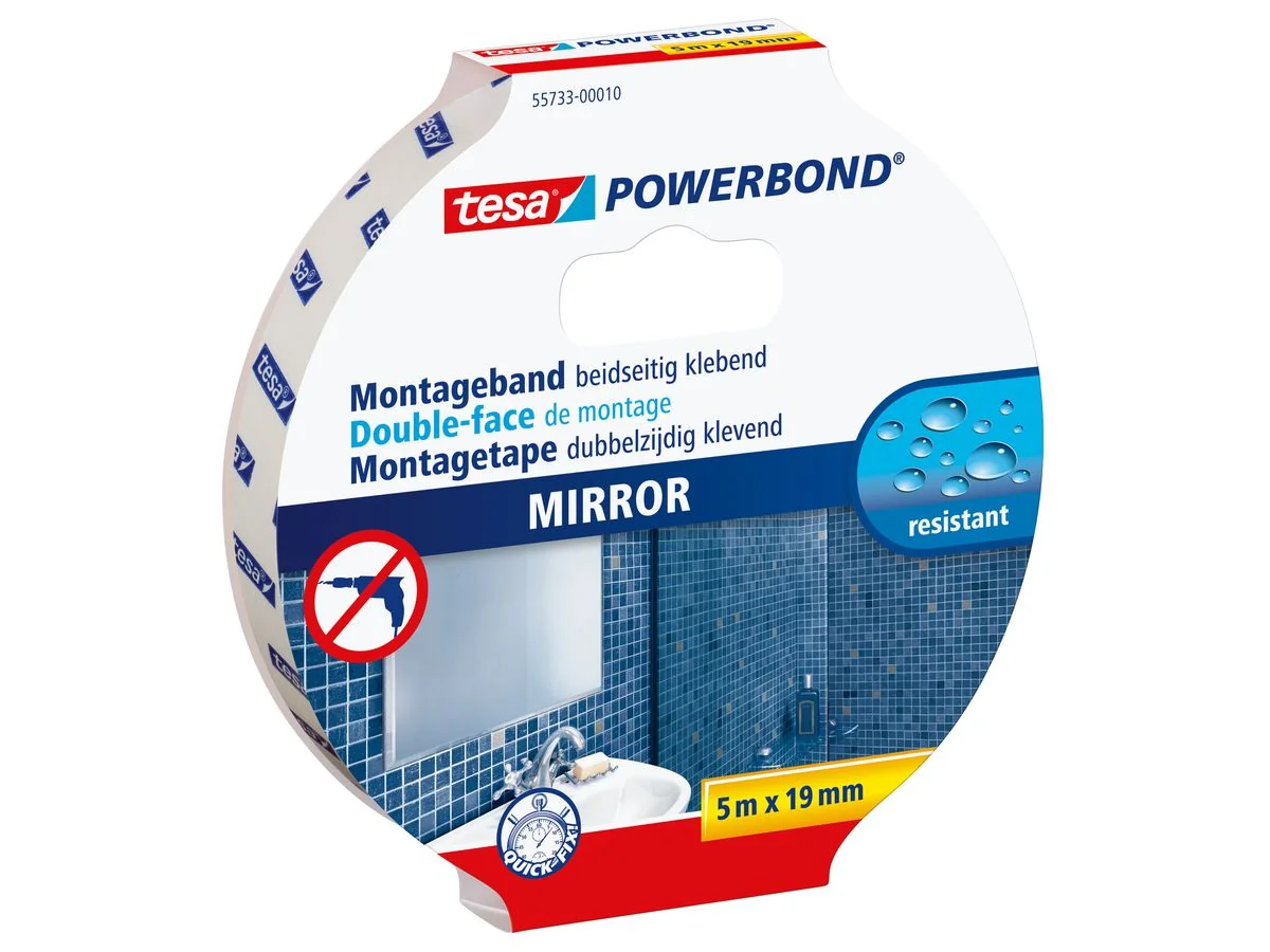 tesa Powerbond Montageband für Spiegel, 19 mm x 5,0 m (EAN: 4042448843524)