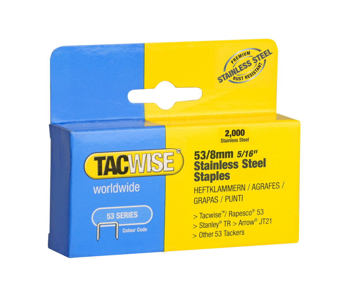 TACWISE Heftklammern 53/8 mm, Edelstahl, 2.000 Stück (EAN: 5051439004003)