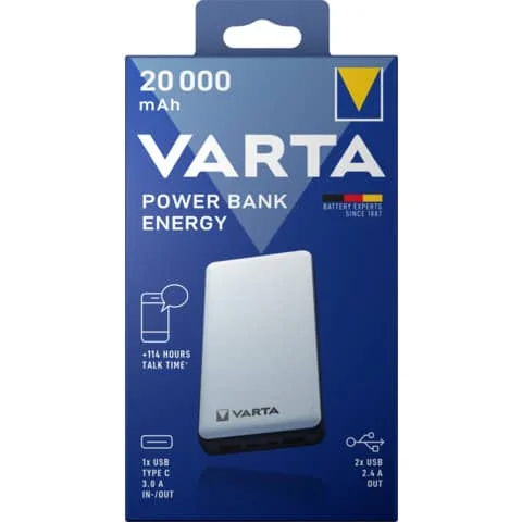 VARTA Powerbank "Energy", 20.000 mAh, weiß (EAN: 4008496019083)