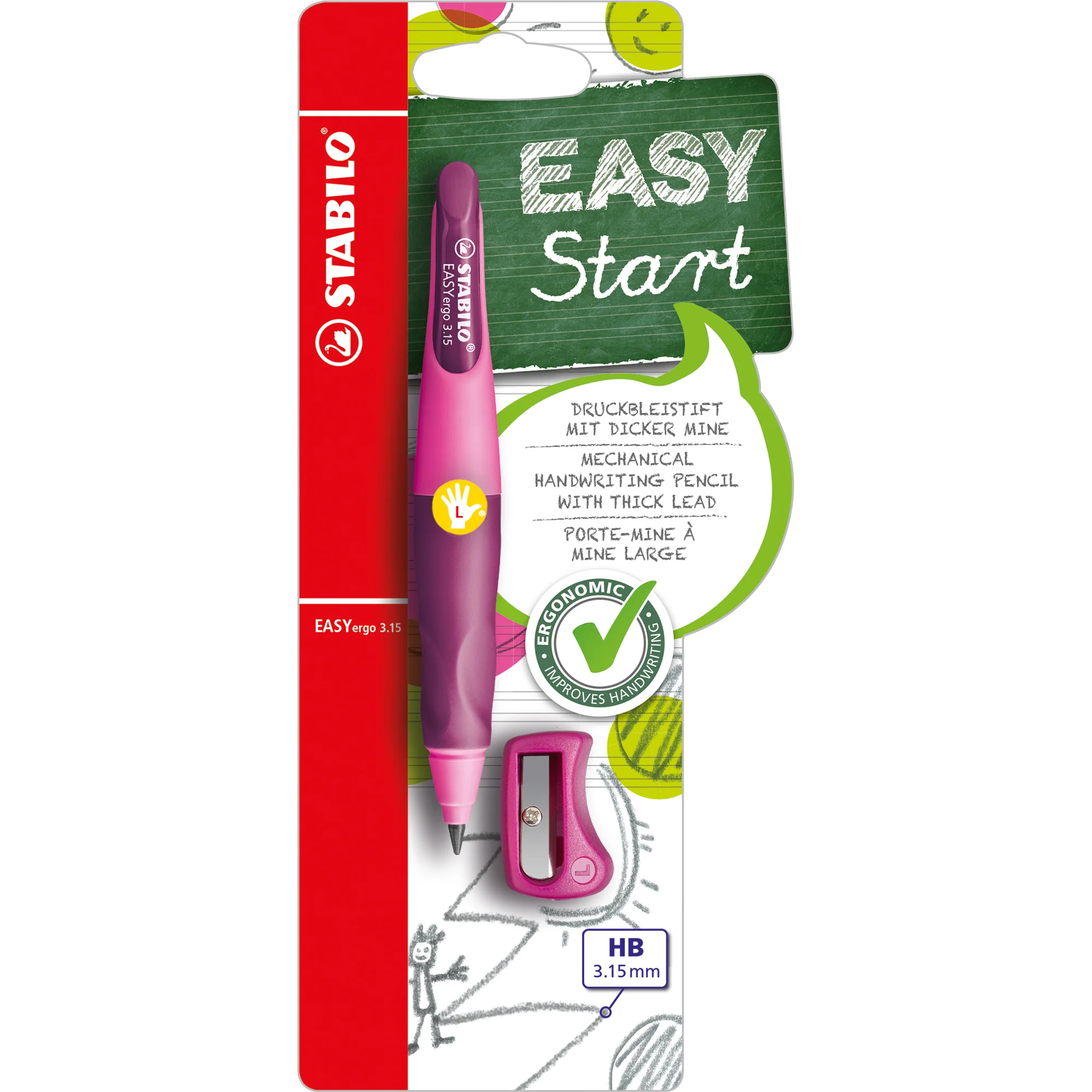 STABILO Schreiblernbleistift EASYergo 3.15, pink (EAN: 4006381468640)