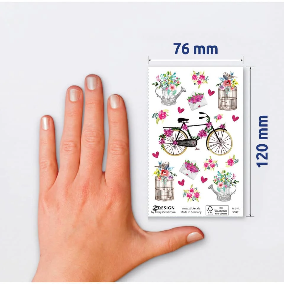 AVERY Zweckform ZDesign Sticker CREATIVE "Blumensträuße", weiß/bunt (EAN: 4004182568910)