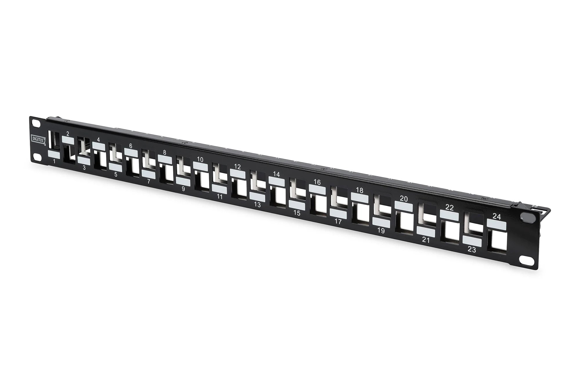 DIGITUS 19" Modulares Verteilerfeld Kat.6a, 24 Port, schwarz (RAL 9005) (EAN: 4016032295105)