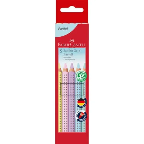 FABER-CASTELL Dreikant-Buntstifte Jumbo GRIP Pastell, 5er (EAN: 4005401109914)