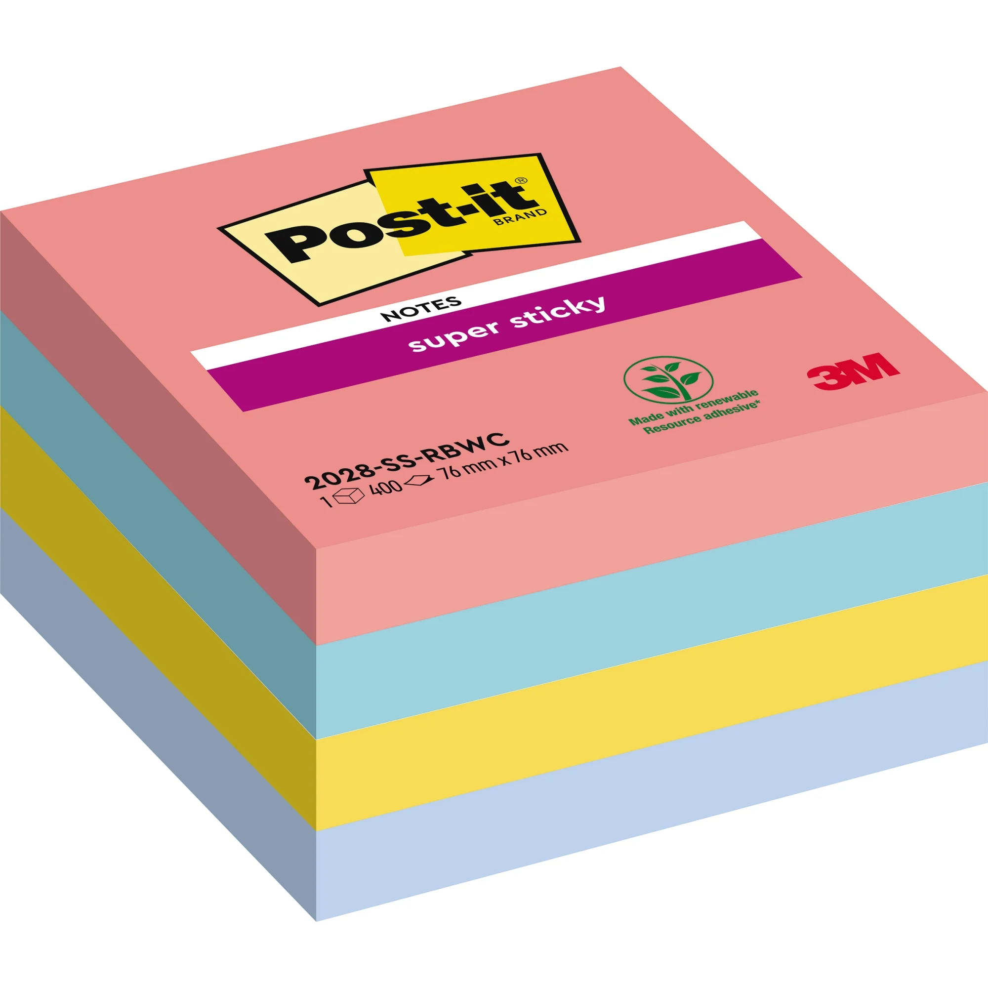 Post-it Haftnotiz-Würfel super sticky notes, 76 x 76 mm (EAN: 4054596278066)