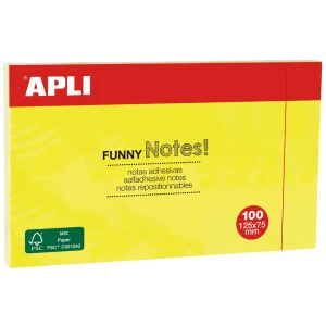 APLI Haftnotizen "FUNNY Notes!", 125 x 75 mm, neongelb (EAN: 8410782150022)