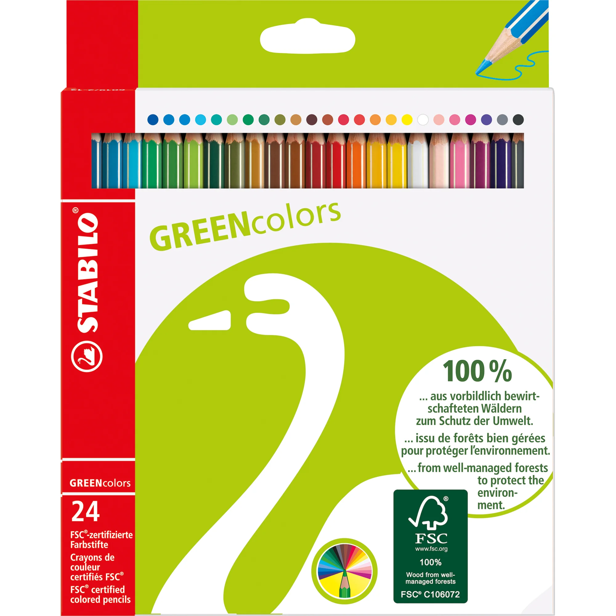 STABILO Buntstifte GREENcolors, 24er Kartonetui (EAN: 4006381390682)