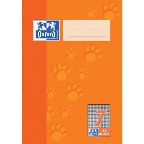 Oxford Schulheft, DIN A5, Lineatur 7/7 mm kariert, 32 Blatt, orange (EAN: 4006144941953)
