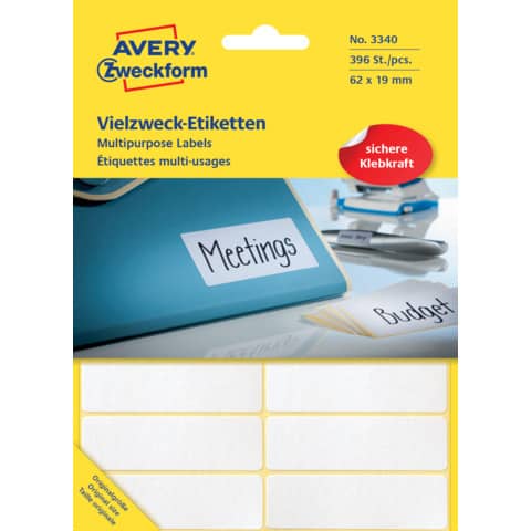 AVERY Zweckform Vielzweck-Etiketten, 62 x 19 mm, weiß, FP (EAN: 4004182033401)