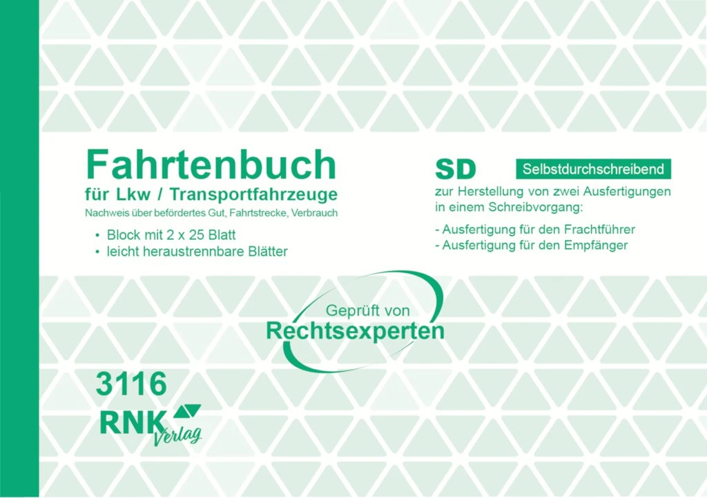 RNK Verlag Fahrtenbuch LKW, DIN A5 quer, 2 x 25 Blatt, SD (EAN: 4002871311601)