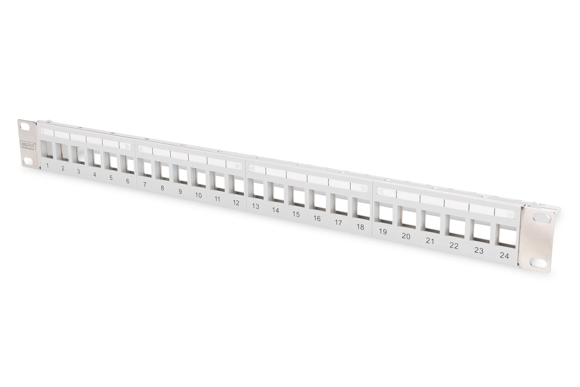 DIGITUS 19" Modular Patchpanel für Keystone Jacks, 1HE, lichtgrau (RAL7035) (EAN: 4016032445142)