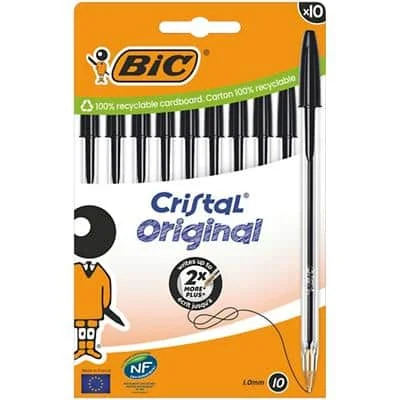 BIC Kugelschreiber Cristal Original, schwarz, 10er Kartonbox (EAN: 3086123734753)