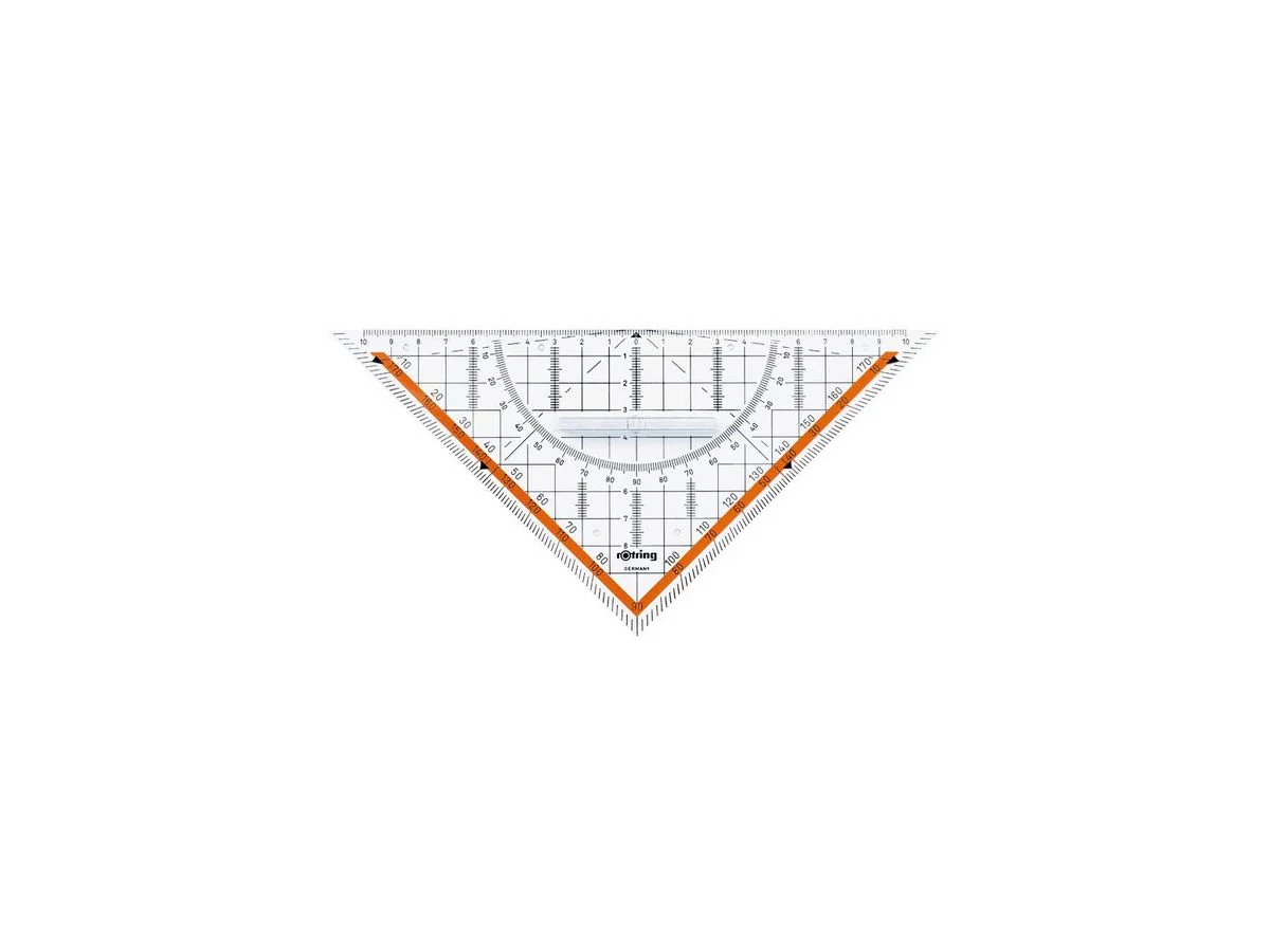 rotring Geometriedreieck Centro mit Griff, Hypotenuse: 230mm, glasklar (EAN: 3501170903957)