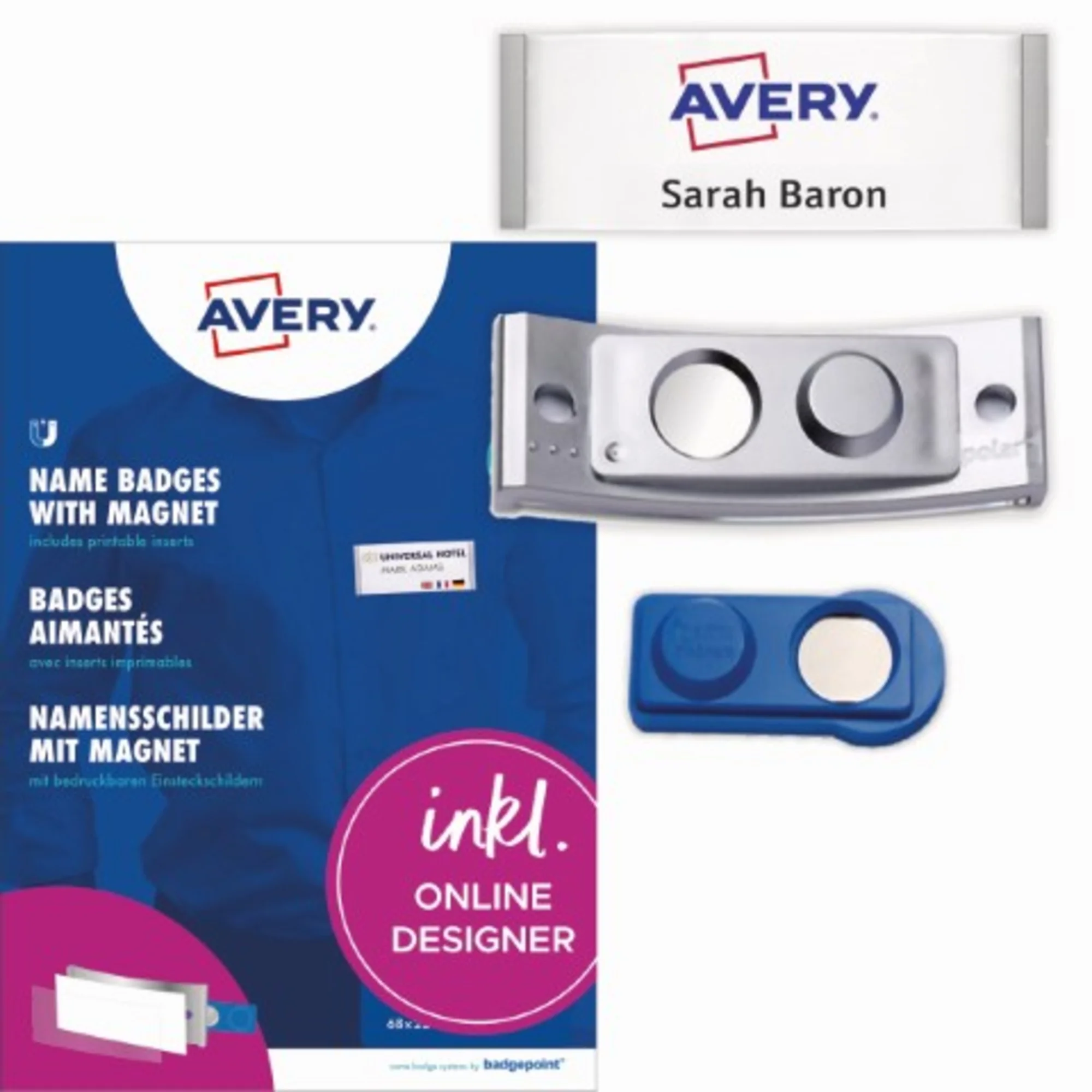 AVERY Zweckform Namensschild, 70 x 30 mm, silber, 10er Set (EAN: 4260320190331)