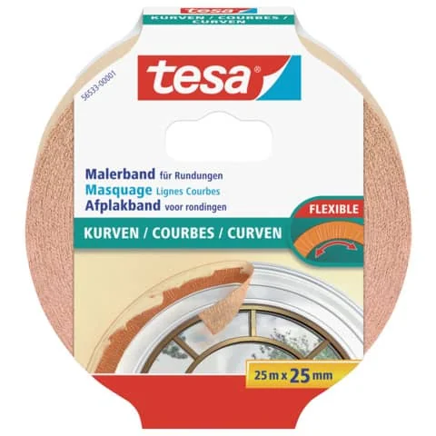 tesa Maler Hochkrepp Papierabdeckband, 25 mm x 25 m, beige (EAN: 4042448294937)