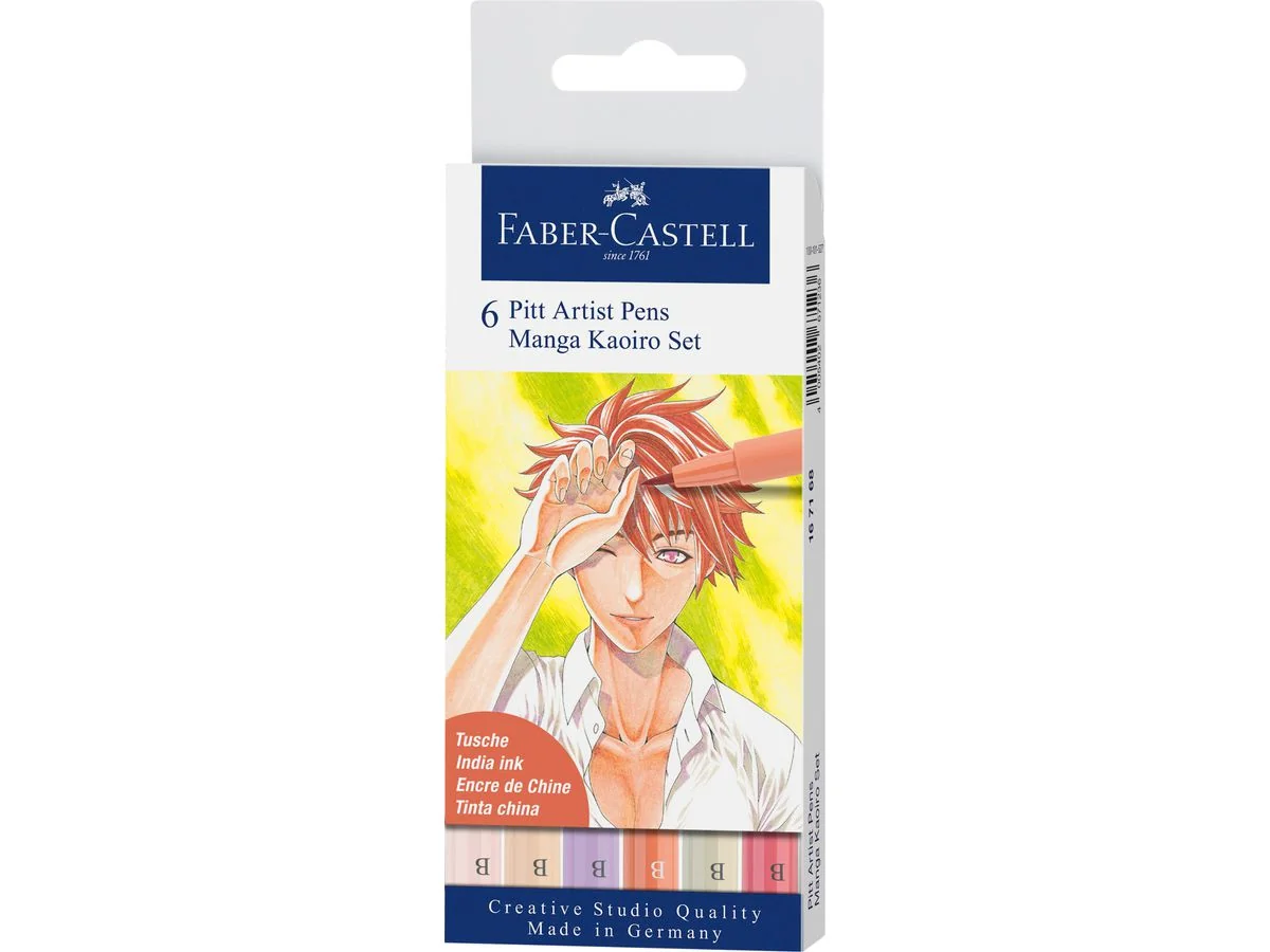 FABER-CASTELL Tuschestift PITT artist pen, 6er Etui, farbig sortiert (EAN: 4005401671688)