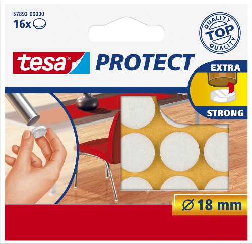 tesa Protect Filzgleiter, weiß, Durchmesser: 18 mm (EAN: 4042448884992)