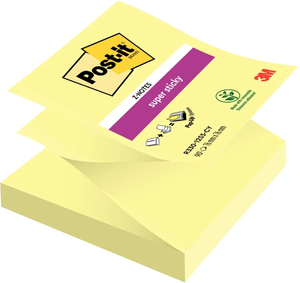 Post-it Haftnotizen super sticky z-notes, 76 x 76 mm, gelb (EAN: 4064035065577)