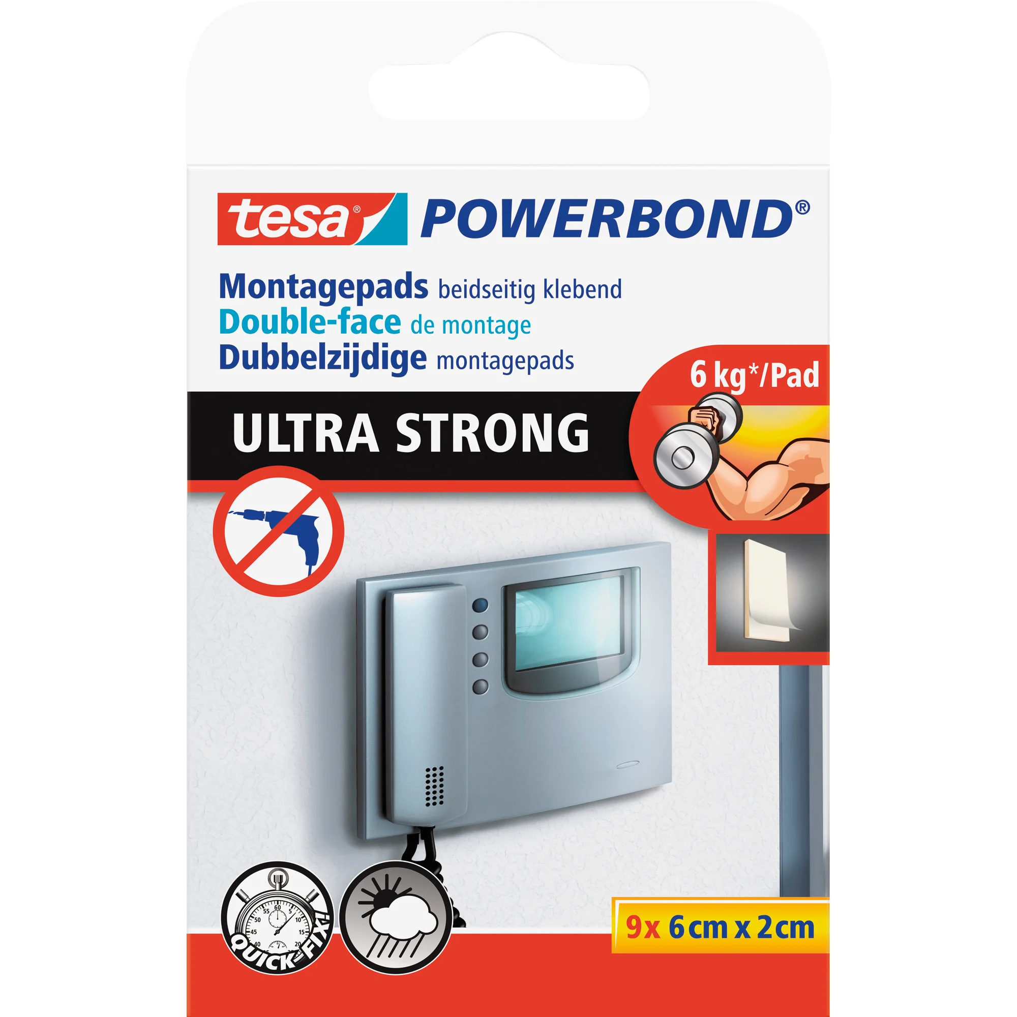tesa Powerbond Montage-Klebepads, 20 mm x 60 mm (EAN: 4042448219572)