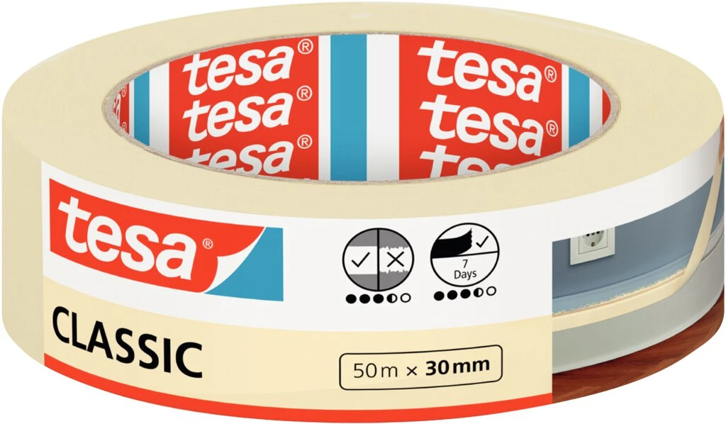 tesa Maler Krepp Classic Abdeckband, 30 mm x 50 m (EAN: 4042448502445)