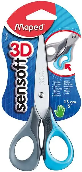 Maped Bastelschere Sensoft 3D, Länge: 130 mm, Rechtshänder, blau/dunkelblau, lila/pink, blau/grün (EAN: 3154140693008)