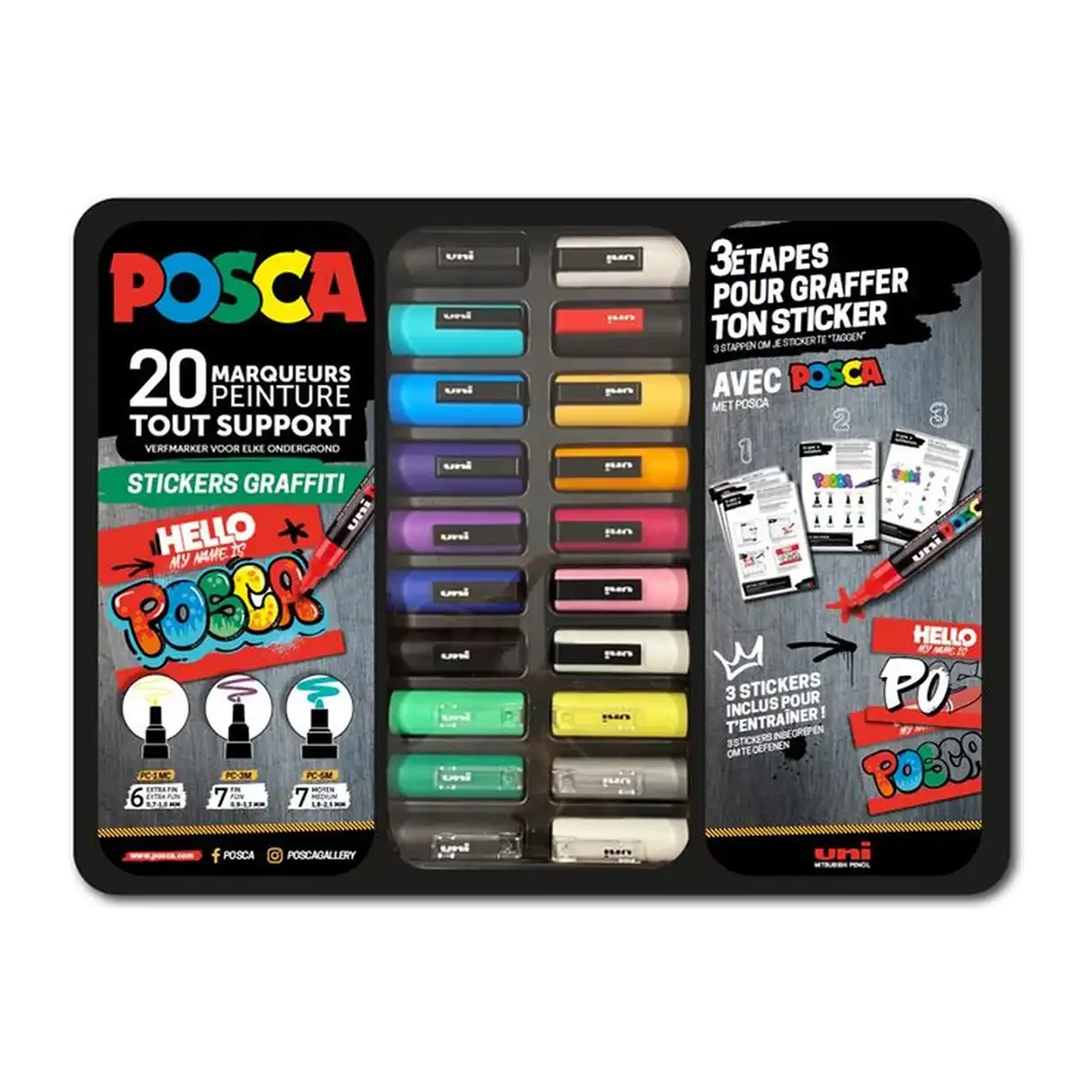 POSCA Pigmentmarker "STICKERS GRAFFITI", 20er Metallbox (EAN: 3296280048956)