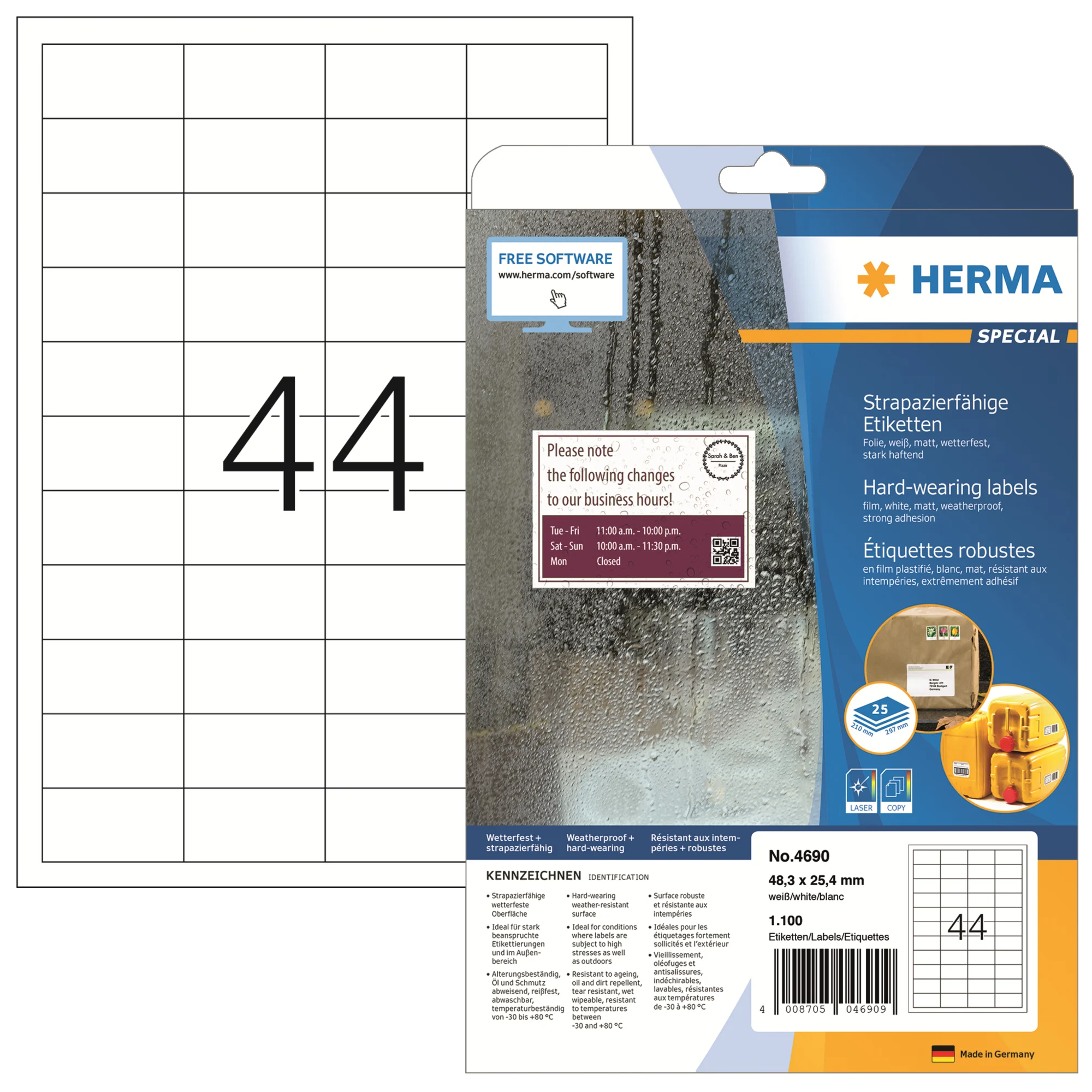 HERMA Polyester-Etiketten SPECIAL, 48,3 x 25,4 mm, weiß (EAN: 4008705046909)