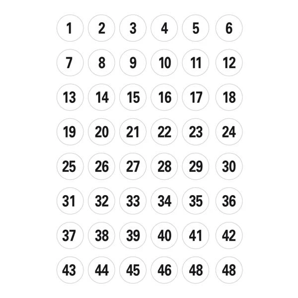 HERMA Zahlen-Sticker 1-540, Durchmesser: 8 mm, weiß (EAN: 4008705041287)