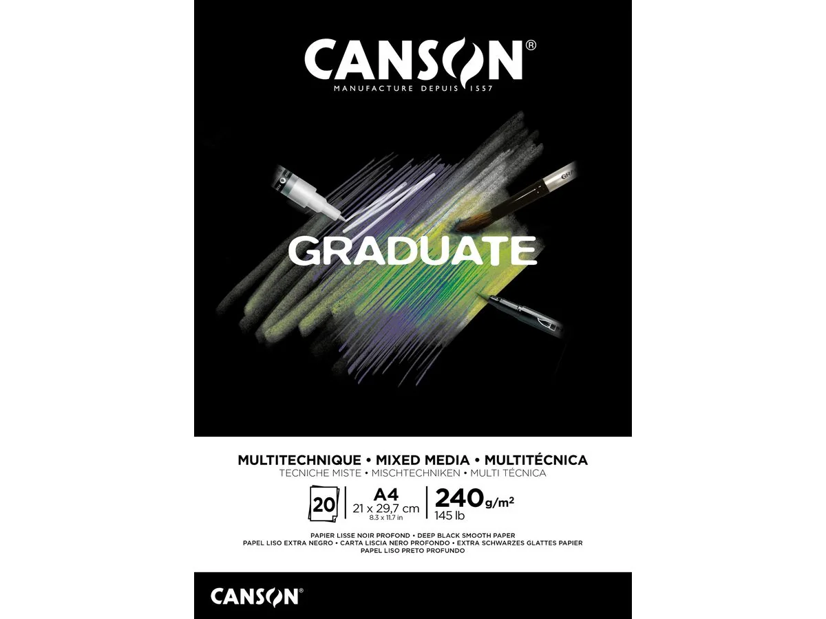 CANSON Studienblock GRADUATE MIXED MEDIA, schwarz, DIN A4 (EAN: 3148950060433)