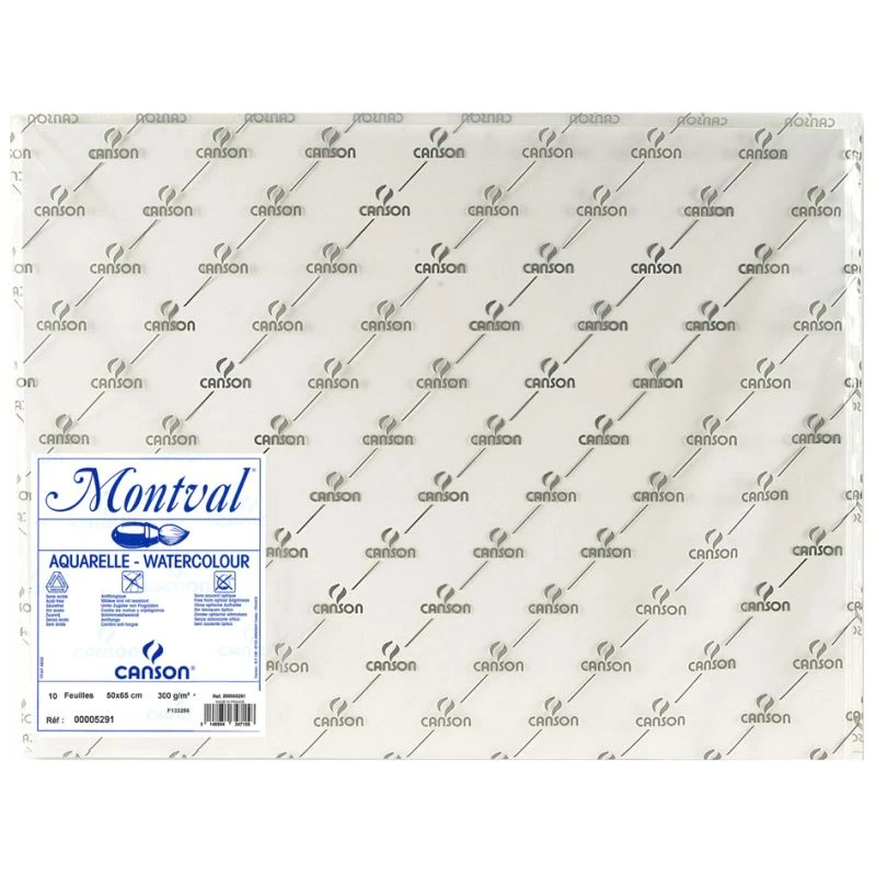 CANSON Aquarellpapier "Montval", 300 g/qm, 500 x 650 mm, naturweiß (EAN: 3148954347158)