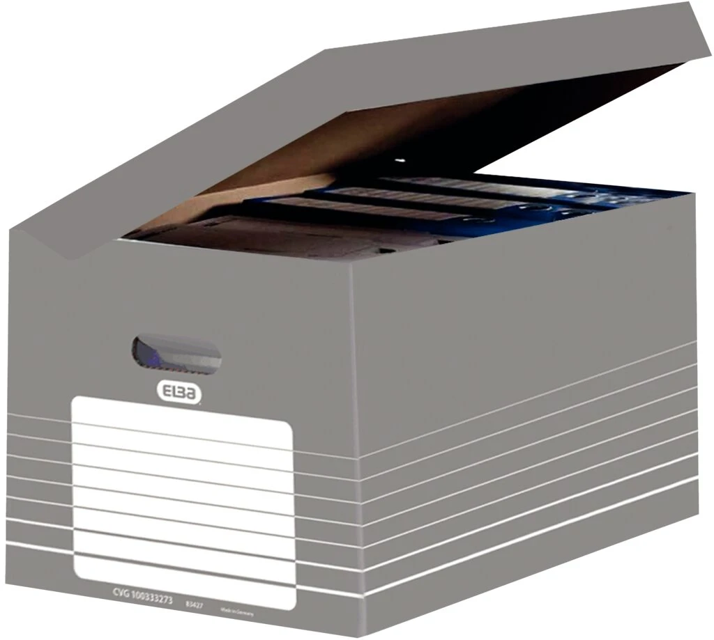 ELBA Archiv-Klappdeckelbox, DIN A4, grau / weiß (EAN: 4002030008045)